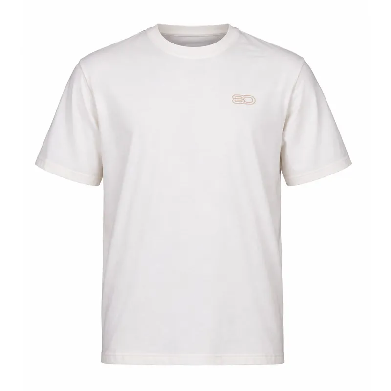 Bež unisex majica s kratkimi rokavi ELAN 80 YEARS BEIGE iz organskega bombaža z jubilejno grafiko.